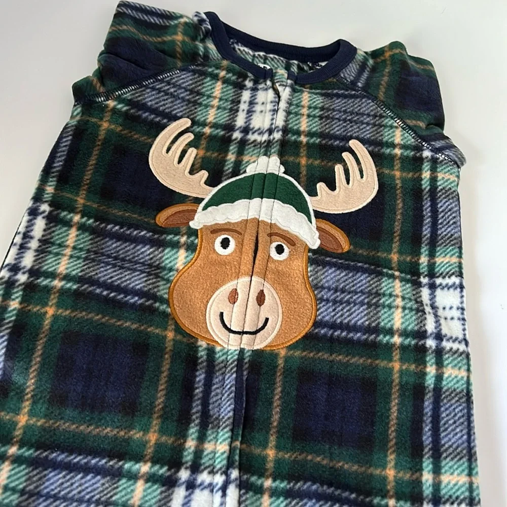 Children’s Place Plaid Reindeer Family Matching Christmas Fleece Pajamas Sleeper